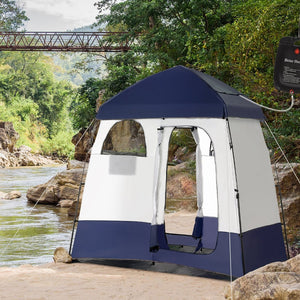 English Elm Outsunny Two Room Pop up Camping Shower Enclosure with Solar Bag and Waterproof Taffeta Walls W2225P200643