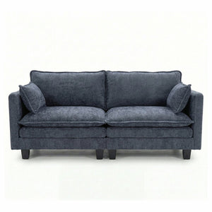 English Elm Modern Chenille Upholstered Loveseat with Usb Ports and Pockets for Compact Living Blue W2519P486415