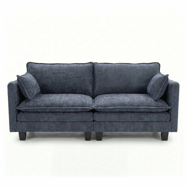English Elm Modern Chenille Upholstered Loveseat with Usb Ports and Pockets for Compact Living Blue W2519P486415