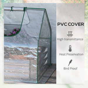 English Elm Outsunny Galvanized Steel Raised Garden Bed with Pvc Greenhouse Cover and Ventilation W2225P217646