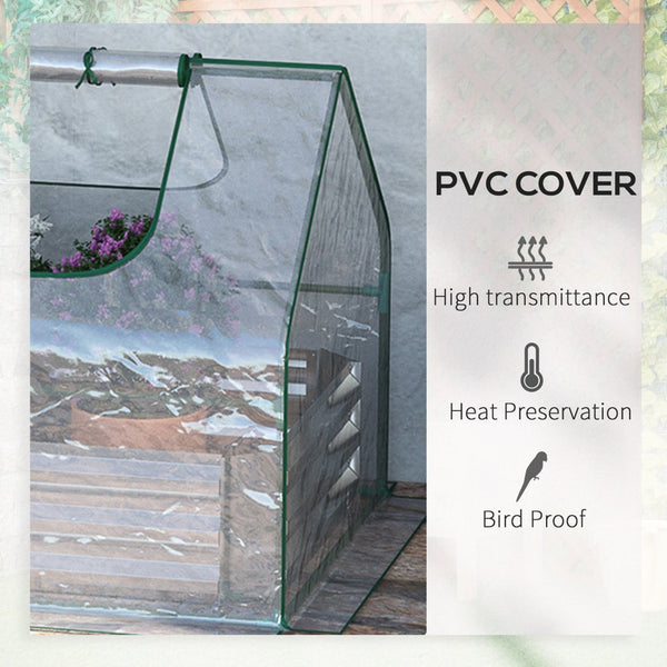 English Elm Outsunny Galvanized Steel Raised Garden Bed with Pvc Greenhouse Cover and Ventilation W2225P217646
