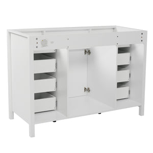 English Elm Christopher Knight Home® - 47" Bathroom Vanity Cabinet Base with 2 Soft-Close Doors & 8 Drawers, Pine Legs, Modern Classic Appeal White N759P337621K