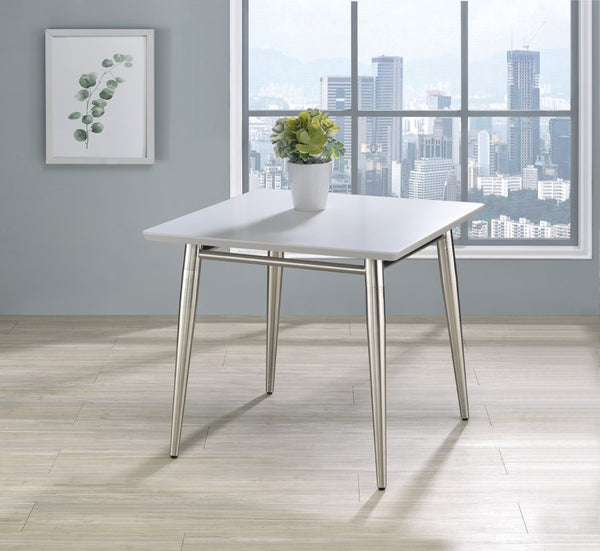 OSP Home Furnishings Brooklyn Square End Table with Brushed Nickel Frame for Modern Living Rooms and Offices White MG0922S-WH