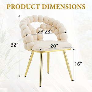 English Elm Modern Velvet Bubble Back Dining Chairs with Gold Legs Glam Accent Seating Set of 2 W3875P437077