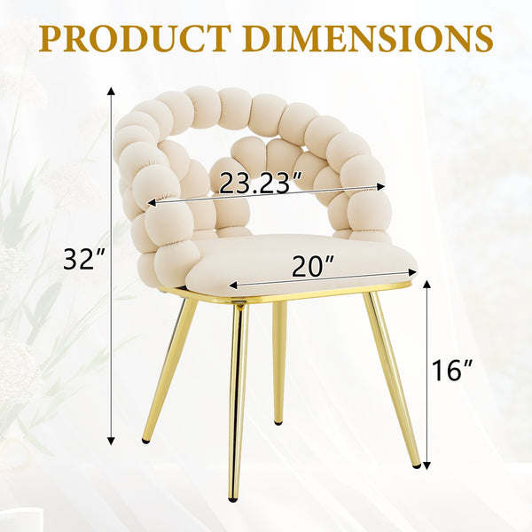 English Elm Modern Velvet Bubble Back Dining Chairs with Gold Legs Glam Accent Seating Set of 2 W3875P437077
