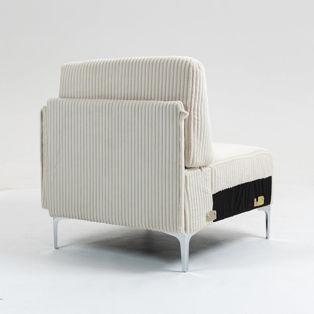 English Elm Modular Corner Seat Sofa Module - Beige Corduroy Accent Couch With Durable Steel Legs & Comfort W3098P257005