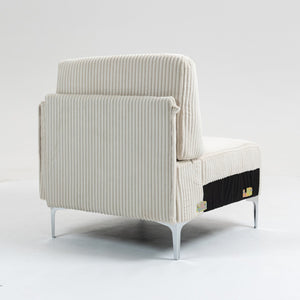 English Elm Modular Corner Seat Sofa Module - Beige Corduroy Accent Couch With Durable Steel Legs & Comfort W3098P257005