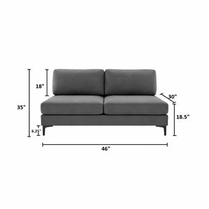 English Elm Armless Loveseat with Slim Black Metal Legs Compact Upholstered Sofa for Small Spaces B2748P415856