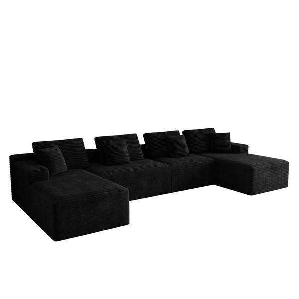 English Elm 153.5*68.9"modular Seven Piece Corduroy Sectional Sofa with Reversible Chaise for Any Room W3819S00152