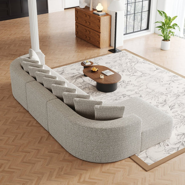 English Elm 131.1-inch Chenille Cloud Curved Sectional with Chaise and Ten Plush Pillows W3505S00010