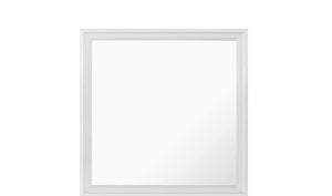English Elm SHAKER Metallic White Mirror for Pompei Dresser — Large Beveled Glass, Solid Wood/MDF Frame, Support Included B201P215906