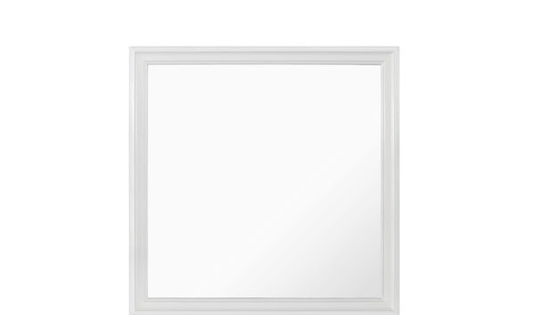 English Elm SHAKER Metallic White Mirror for Pompei Dresser — Large Beveled Glass, Solid Wood/MDF Frame, Support Included B201P215906