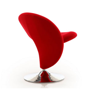 English Elm Curl Wool Blend Swivel Lounge Chair with Polished Chrome Base, 360° Rotation, Plush High-Density Foam Comfort Red B365P397998