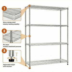 English Elm 1400 Lbs Capacity Four Tier Wire Shelving Unit Heavy Duty Steel Garage Pantry Rack Chrome W5386P445378