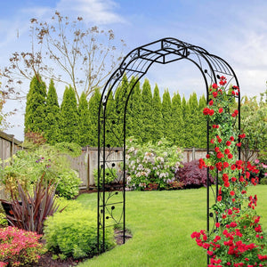 English Elm Metal Garden Arch Powder Coated Steel Trellis for Climbing Roses Outdoor Weddings Black W1586P268772