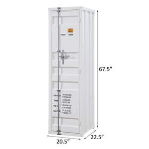 English Elm White Industrial Wardrobe with Full-Length Container Lock, Metal Shelf & Rod, Secure Modern Storage B062P185726