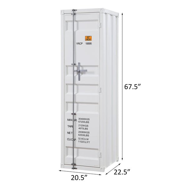 English Elm White Industrial Wardrobe with Full-Length Container Lock, Metal Shelf & Rod, Secure Modern Storage B062P185726