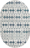 Unique Loom Outdoor Trellis Cardak Machine Made Geometric Rug Ivory and Blue, Navy Blue/Gray/Green 5' 3" x 8' 0"