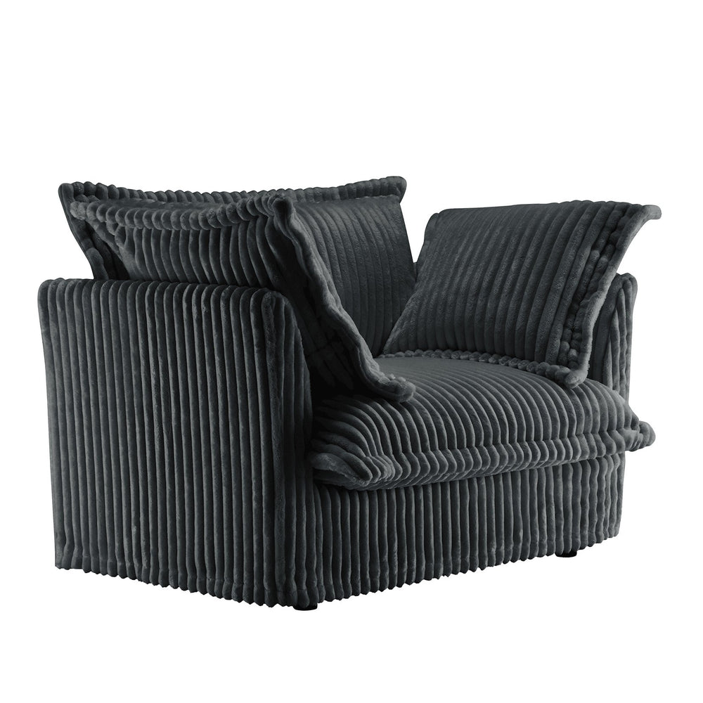 English Elm Set of 2 Slipcovered Armchairs - Gray Corduroy Deep Seat Accent Chairs with Plush Pillows, Removable Covers and Sturdy Frame W3041S00214