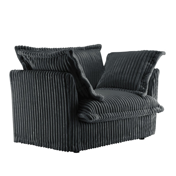 English Elm Set of 2 Slipcovered Armchairs - Gray Corduroy Deep Seat Accent Chairs with Plush Pillows, Removable Covers and Sturdy Frame W3041S00214