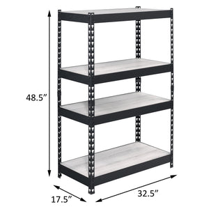 English Elm Natural 4-Tier Bookcase with Metal Frame and Adjustable Shelves – 48.5" Height, Natural/Black Finish B062P184587