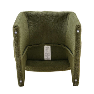 English Elm Modern Boucle Dining Chair Upholstered Teddy Accent Seat for Living Room Bedroom Office Comfortably Chic Green W1164P190844