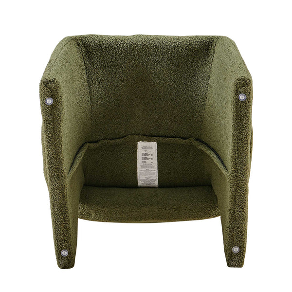 English Elm Modern Boucle Accent Chair Upholstered Single Sofa Side Chair Cozy Comfy Lounge Seat for Living Room, Bedroom, Office, Corner — Elegant Minimalist Design (21.86x24.22x22.45) Green W1164S00020