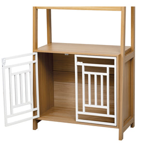 English Elm Modern 2 IN 1 Dog Furniture Leaning Ladder Bookshelf with Hidden Kennel, Walnut Mid-Century Storage for Dogs up to 50lbs N843P256446W