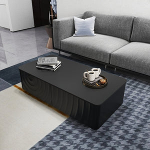 English Elm 47'' Spiral Grain Coffee Table Two Drawer Storage Mid Century Farmhouse Living Room Black W2263P412382