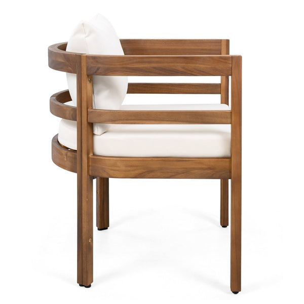 English Elm Outdoor Acacia Wood Dining Chairs with Cushioned Seats Patio Set of 2 Brown N768P362954B