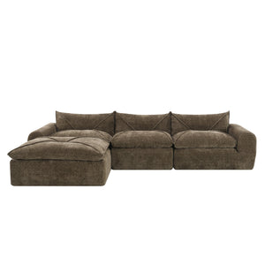 English Elm 116'' Fully Compressed Sofa with Legless Chenille Design, High-Density Comfort, Modular Flexibility and No Assembly Required Brown N723S9707D