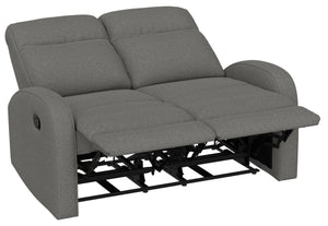 English Elm Beige Manual Reclining Loveseat with Dual Contoured Seats for Compact Living Spaces Gray B361P484465