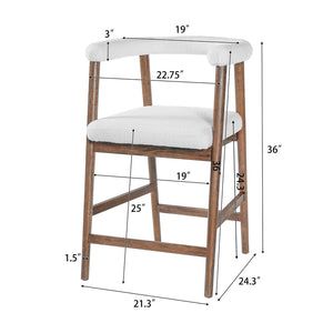 English Elm 24.5'' Seat Height Padded Counter Stools Curved Back Set of 2 for Kitchen Island Walnut N780P354190D