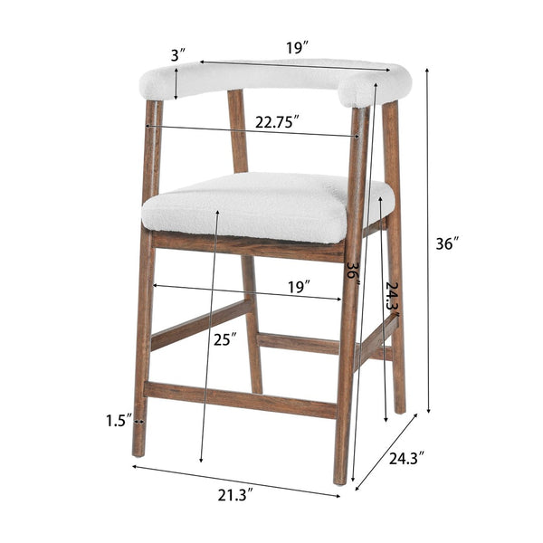 English Elm 24.5'' Seat Height Padded Counter Stools Curved Back Set of 2 for Kitchen Island Walnut N780P354190D