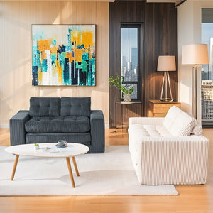 English Elm Loveseat Sofa Bed - Memory Foam Comfort, Space-Saving Design, No Assembly Required, Stylish Corduroy Fabric W2959P379140