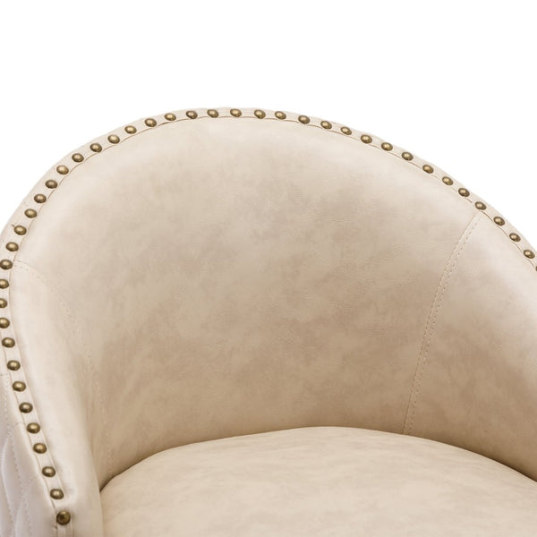 English Elm United We Win Quilted Microsuede Swivel Barstool with Wood Legs and Gold Rivet Trim Apricot W1568P361708