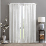 Madison Park Irina Transitional Diamond Sheer Window Curtain Panel MP40-2332 White