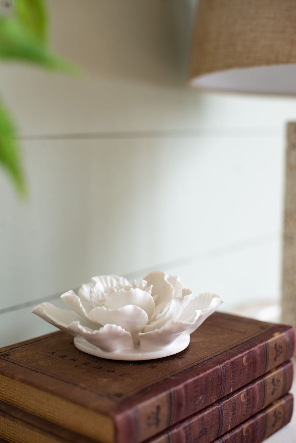 English Elm D5.1x2.2" Handmade Cream Ceramic Flower Wall Decor Accent — Sculptural Neutral Petal Art for Homes W2078P293126