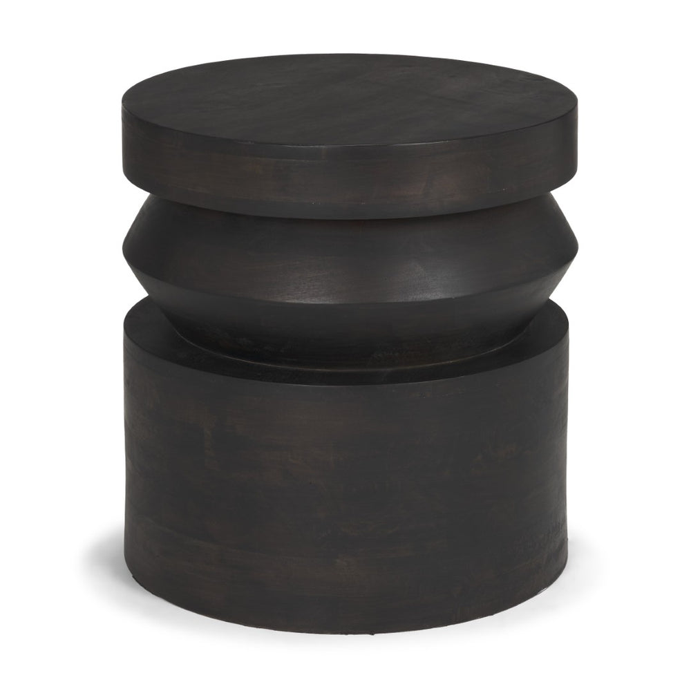 Mercana Rashama Sculptural Round Accent Table with Stacked Geometric Design for Modern Living Spaces 71185