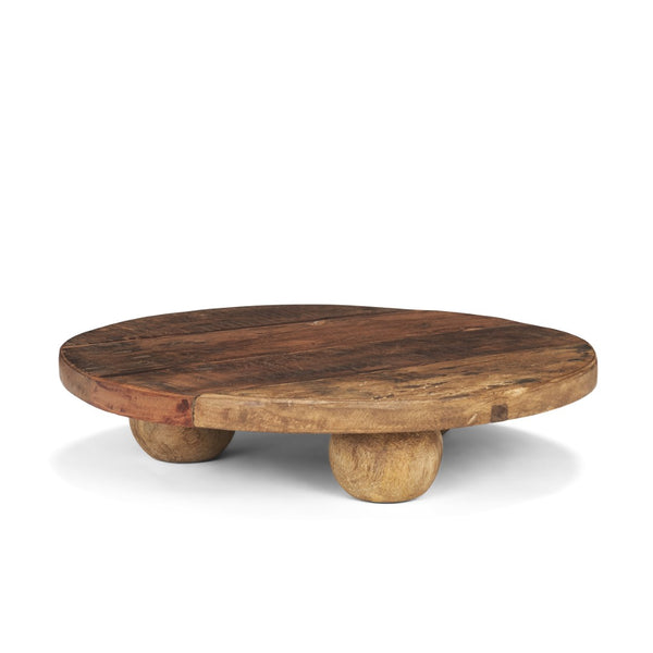 Mercana Kerra Artisan-Crafted Round Wood Tray - Rustic Tabletop Accent with Unique Grain and Sculptural Feet Reclaimed Wood | Large 71187