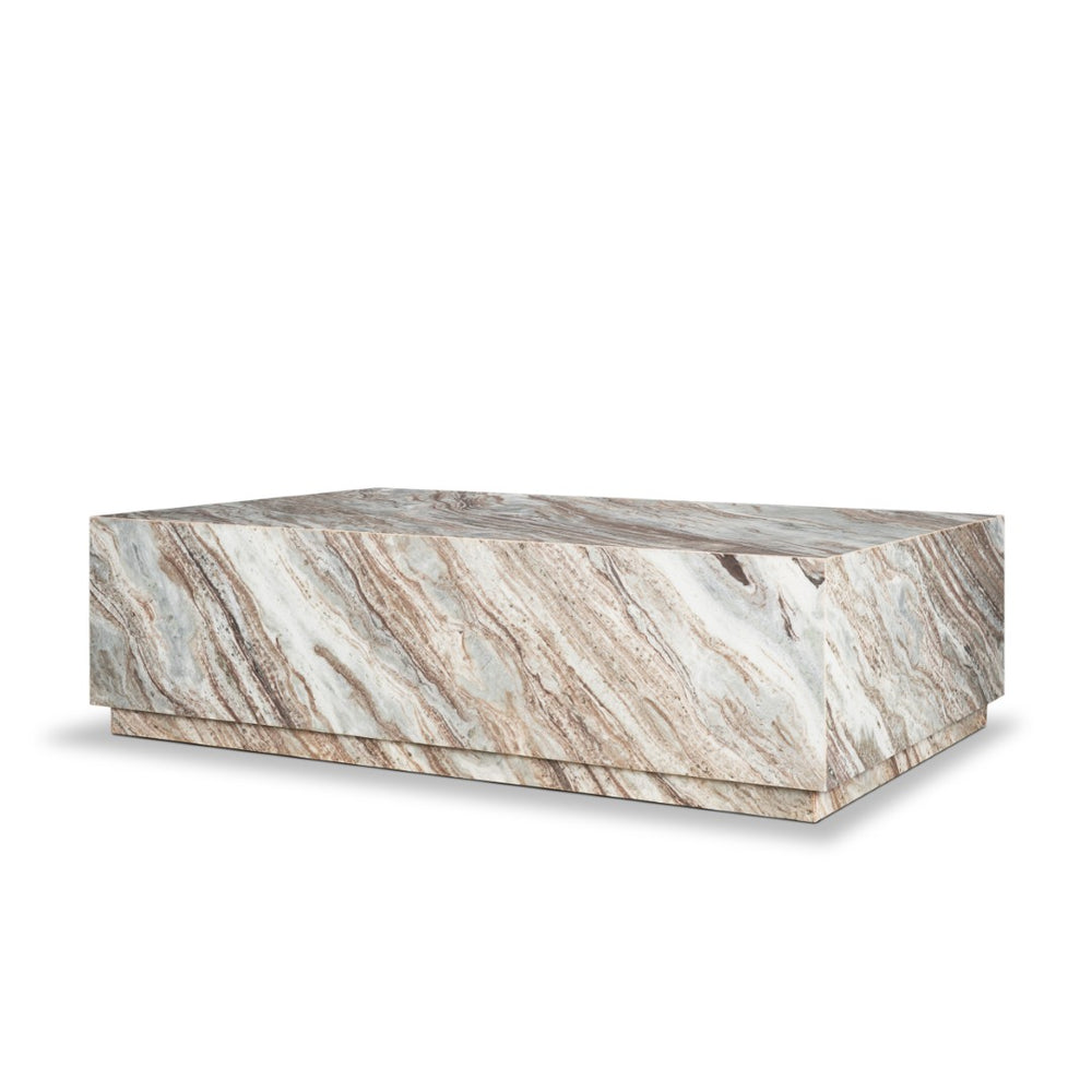 Mercana Matteo Solid Marble Coffee Table – Sculptural Centerpiece with Hidden Casters for Modern Living Spaces 71190