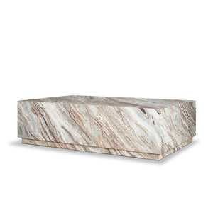 Mercana Matteo Solid Marble Coffee Table – Sculptural Centerpiece with Hidden Casters for Modern Living Spaces 71190