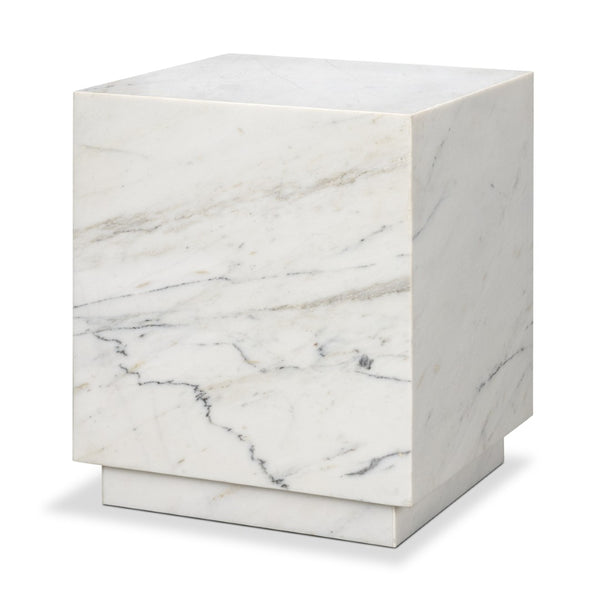 Mercana Matteo Luxurious Solid Marble Side Table with Floating Design and Hidden Casters for Effortless Mobility White Marble | Square 71192