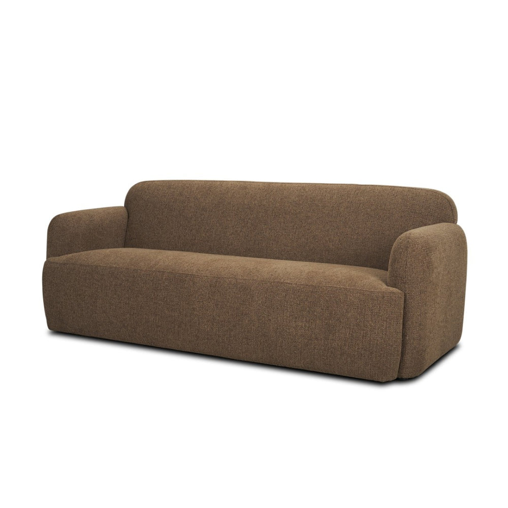 Mercana Saga Plush Textured Brown Sofa - Timeless Comfort with Soft Curves for Cozy Living Spaces 71196