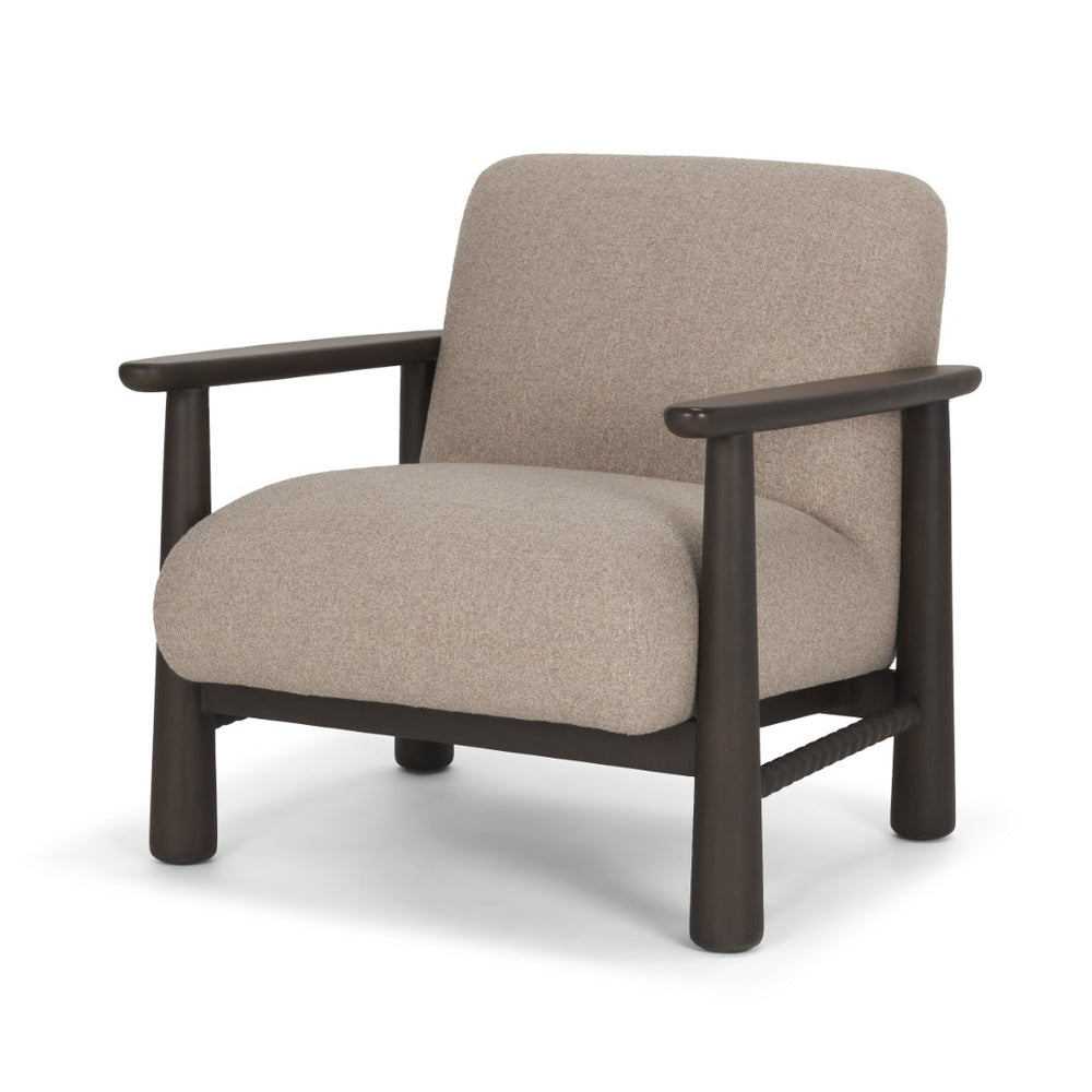 Mercana Willmar Midcentury Lounge Chair with Textured Upholstery and Espresso Wood Frame for Cozy Spaces 71201