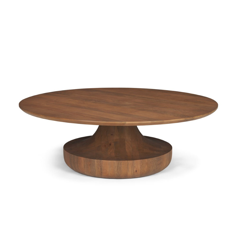 Mercana Arno Sculptural Round Coffee Table in Solid Mango Wood - Artful Centerpiece for Modern Interiors 71209-AB