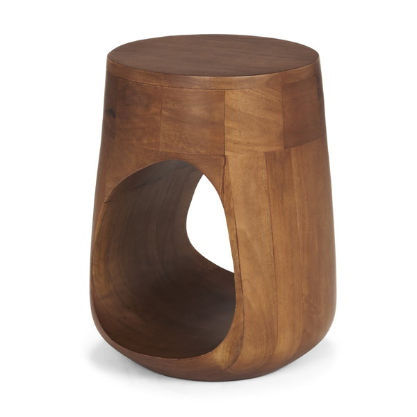Mercana Cove Sculptural Accent Table in Solid Mango Wood – Coastal-Inspired Design for Modern Interiors Medium Brown Wood 71224