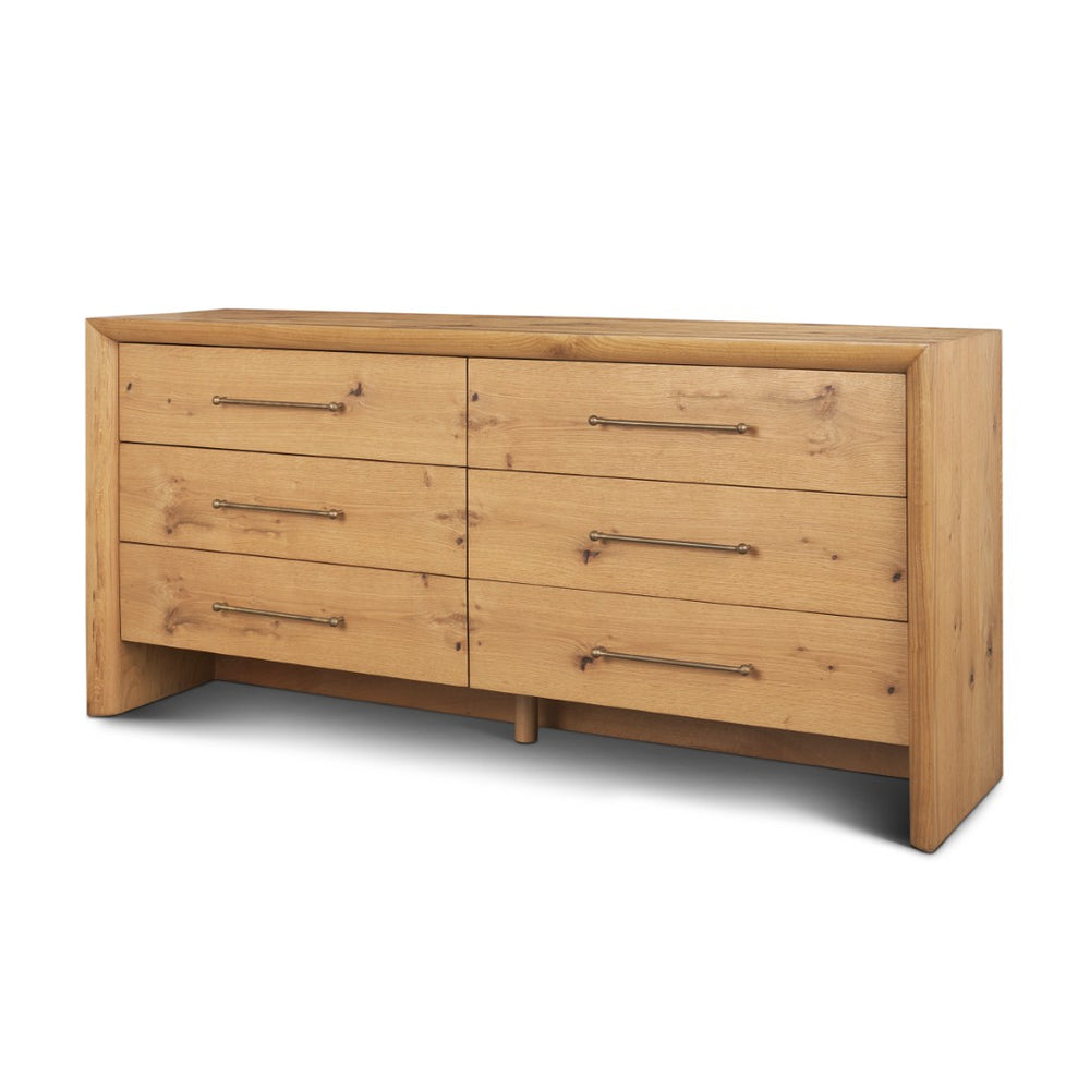 Mercana Belford 6-Drawer Dresser - Solid Oak Construction with Textured Finish for Stylish Bedroom Storage 71237