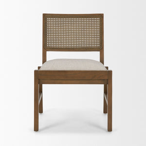 Mercana Reid Elegant Dining Chair with Cream Upholstery and Solid Oak Frame for Timeless Style and Comfort 71243