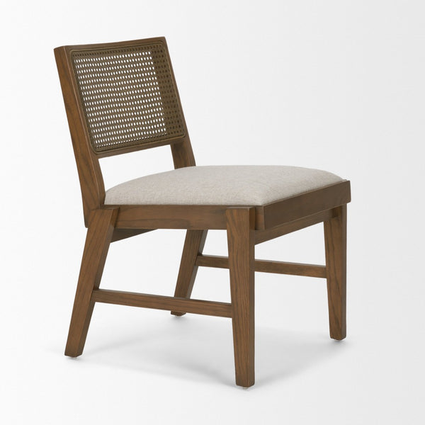 Mercana Reid Elegant Dining Chair with Cream Upholstery and Solid Oak Frame for Timeless Style and Comfort 71243